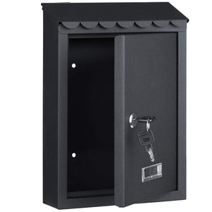Cassetta Postale Parete in Acciaio Porta Lettere Posta Esterno con Chiave Nero