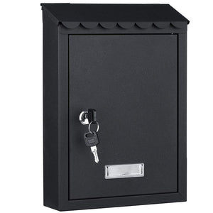 Cassetta Postale Parete in Acciaio Porta Lettere Posta Esterno con Chiave Nero