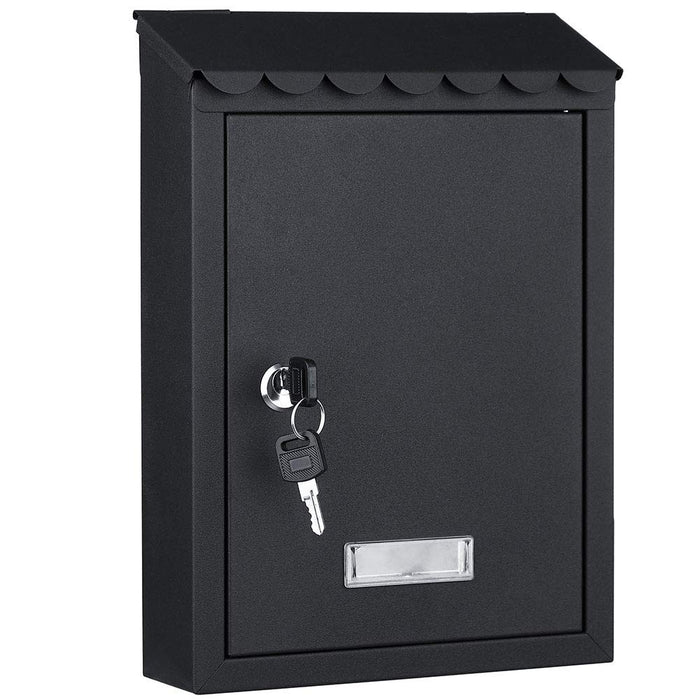 Cassetta Postale Parete in Acciaio Porta Lettere Posta Esterno con Chiave Nero