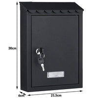 Cassetta Postale Parete in Acciaio Porta Lettere Posta Esterno con Chiave Nero