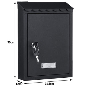 Cassetta Postale Parete in Acciaio Porta Lettere Posta Esterno con Chiave Nero