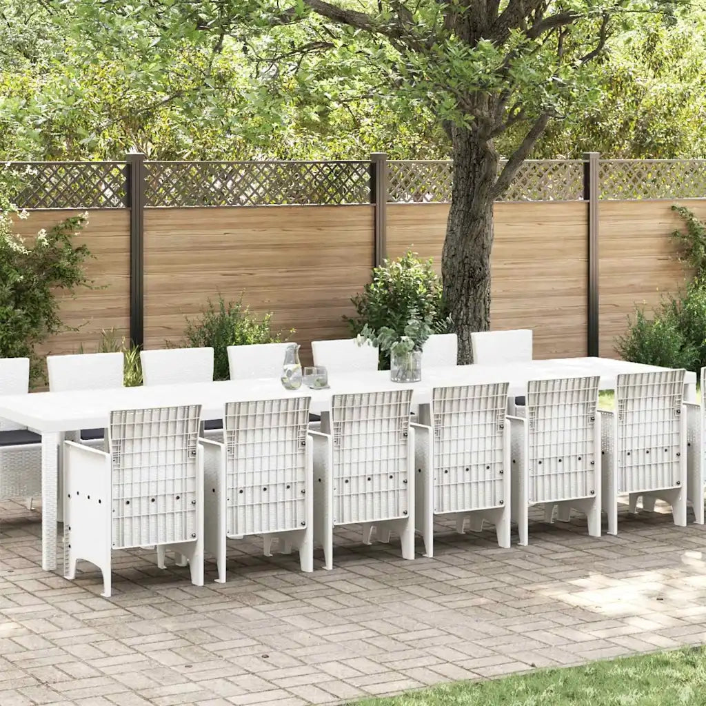 Set da pranzo da giardino con cuscini 15 pcs Bianco PP