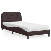 Letto con Materasso-Struttura Letto con Materasso Hvar Marrone Scuro 90x190 cm in Tessuto