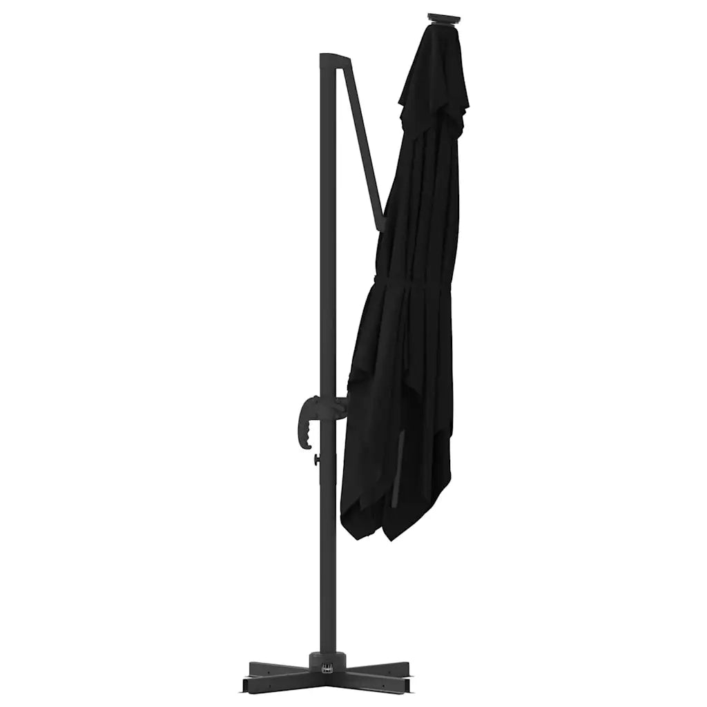 Parasole Roma-Ombrellone da giardino Nero 286 x 284 x 265 cm Alluminio e Poliestere