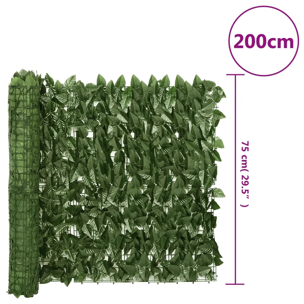 Paravento da Balcone-Pannello per balcone con Foglie Verde Scuro 200x75 cm 495805