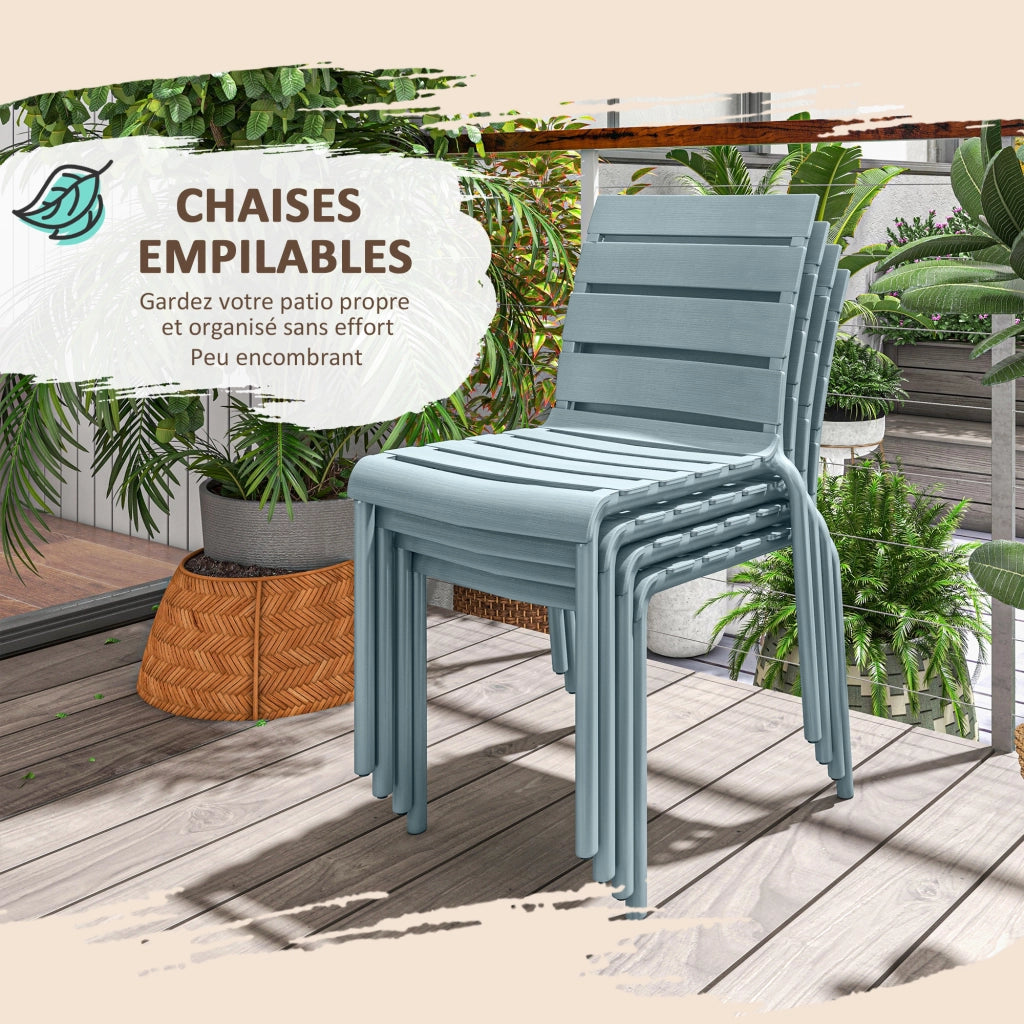 Set di 4 sedie da giardino impilabili ¨C zephmum ¨C grigio 42x54x78 cm