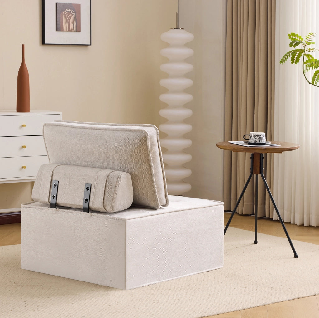 Divano modulare compatto per ambienti piccoli, beige