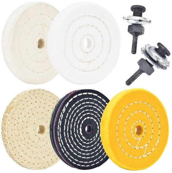 Set di lustrini da 5 pezzi - Lustrini da 10,16 cm - Ocratore 1,27 cm - Accessori per metallo/legno/pietra - Qualità professionale - Macchina da lustrare multifunzione - Set di lustrini