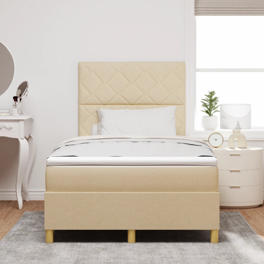 Letto box spring con materasso e LED panna 120x190 cm tessuto