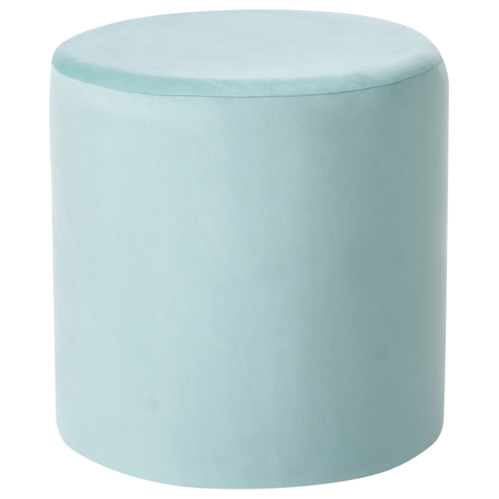 Pouf ottomana poggiapiedi rotondo in velluto verde menta soggiorno