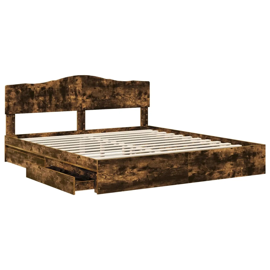 Letto con Contenitore con testiera Rovere fumé 180 x 200 cm