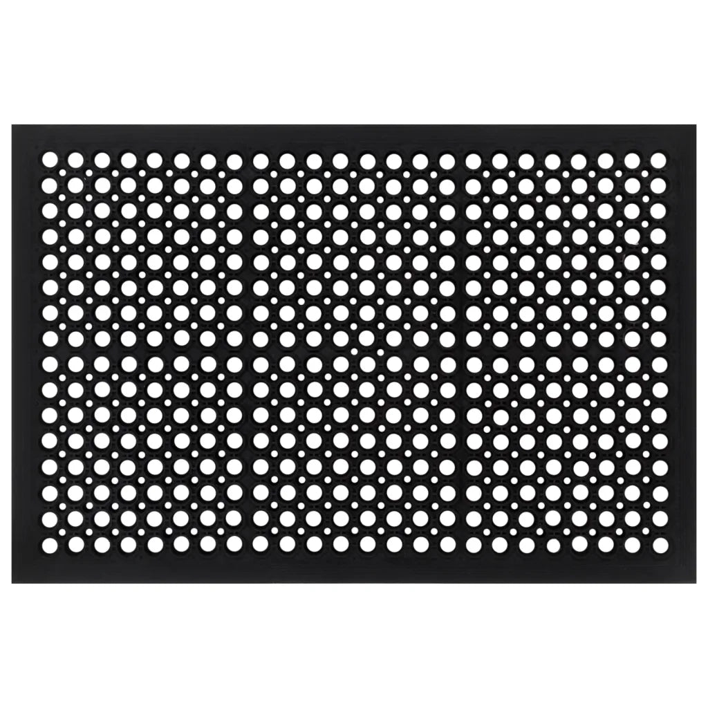 Zerbino rettangolare antiscivolo resistente 60 x 90 cm adatto per uso interno ed esterno finitura opaca in gomma nera 02_0046194