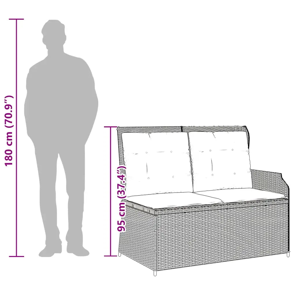 vidaXL Panchina da giardino con cuscino Grigio Poly Rattan