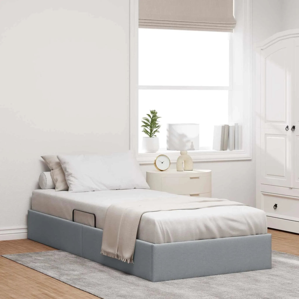 Letto ottomano Grigio chiaro 100 x 200 cm Tessuto 3442802