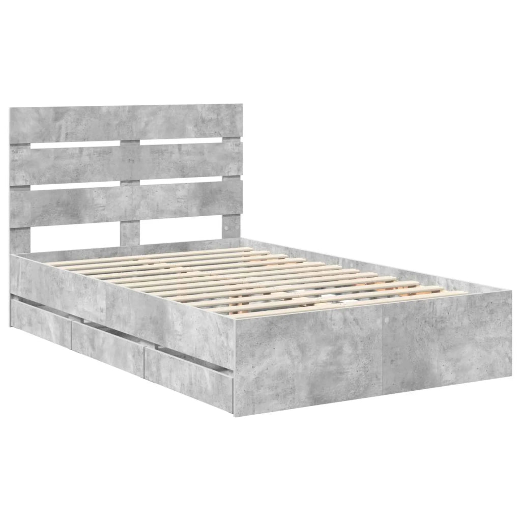 Struttura del letto con cassetto Grigio cemento 135 x 190 cm 3411840