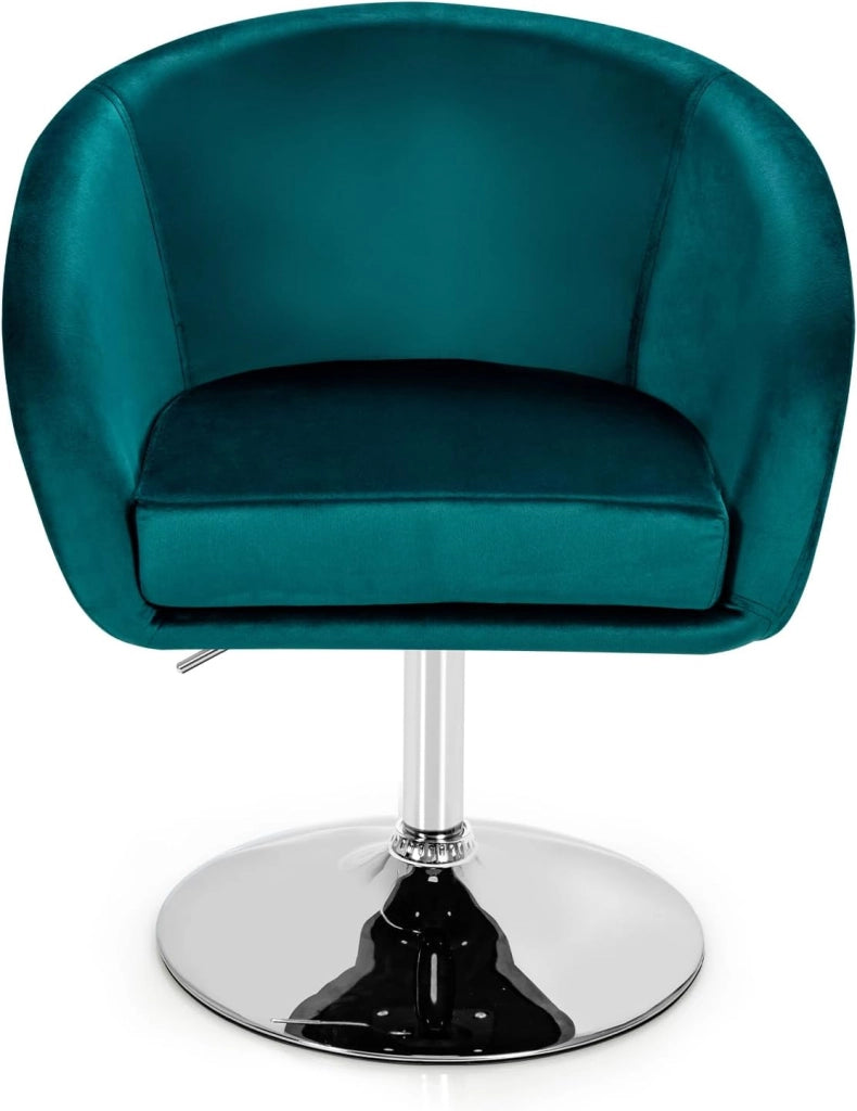 Sgabello da bar regolabile in altezza, in velluto, imbottito, girevole a 360°, girevole, ergonomico, con schienale, per sala da pranzo (verde muschio)