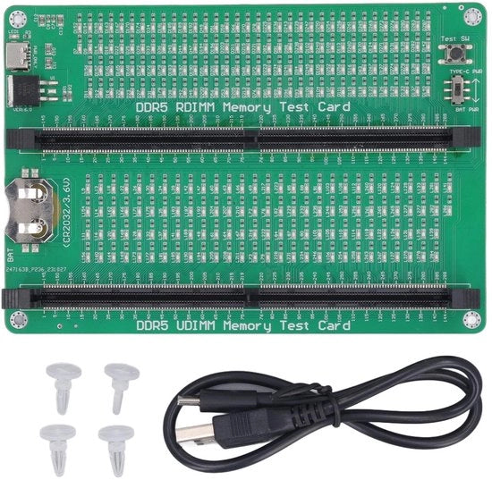 Testatrice di Memoria LED - Memoria DDR5 - Carta di Test - Facile da Utilizzare - Batteria CR2032 - Verifica Sfaldamento e Danni - Carta di Memoria