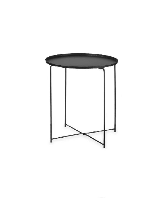 Tavolino da Salotto con Vassoio Tondo Metallo Moderno 35x35 H 50,5 cm Nero