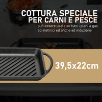 Bistecchiera in Ghisa  2 Manici Antiaderente Tutti i PianiCottura 39.5/33 X 22cm