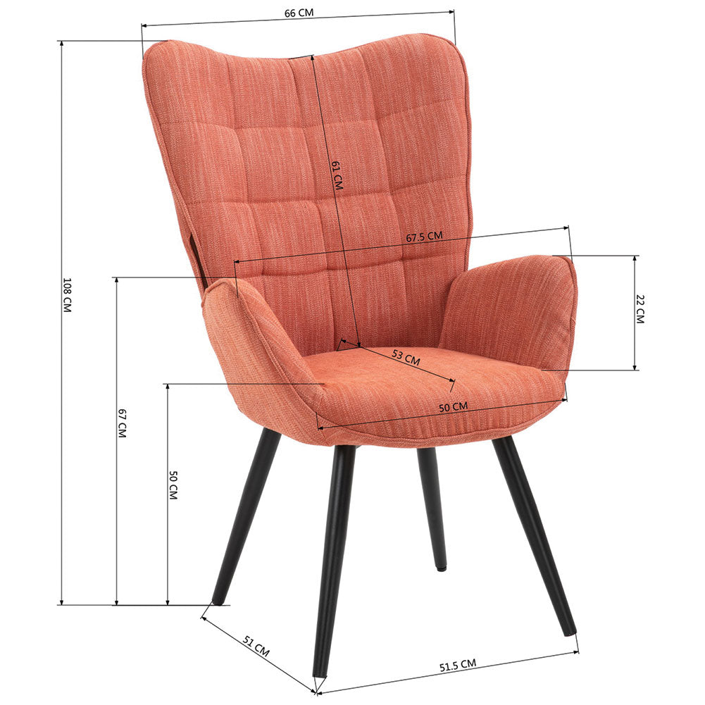 Poltrona da Casa Ufficio Papaya Tessuto Sedia con Seduta Ergonomica e Braccioli