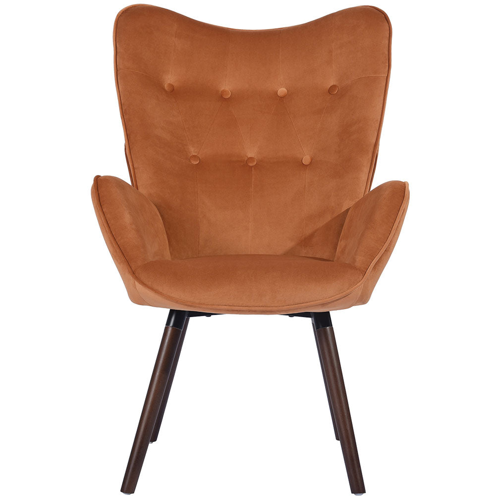 Poltrona Design Scandinavo schienale Alto Velluto Terracotta Velluto Sedia Lounge
