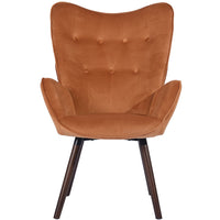 Poltrona Design Scandinavo schienale Alto Velluto Terracotta Velluto Sedia Lounge