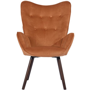 Poltrona Design Scandinavo schienale Alto Velluto Terracotta Velluto Sedia Lounge