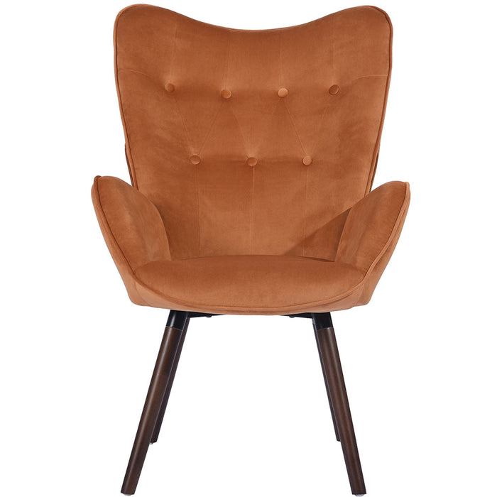 Poltrona Design Scandinavo schienale Alto Velluto Terracotta Velluto Sedia Lounge