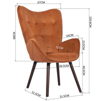 Poltrona Design Scandinavo schienale Alto Velluto Terracotta Velluto Sedia Lounge