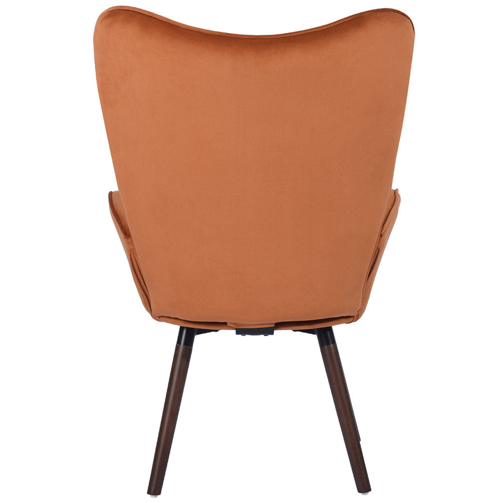 Poltrona Design Scandinavo schienale Alto Velluto Terracotta Velluto Sedia Lounge