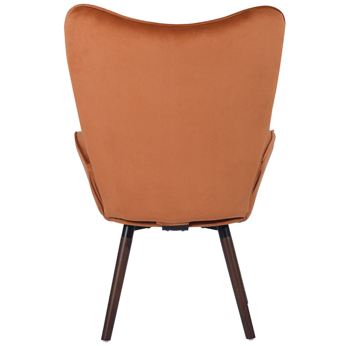 Poltrona Design Scandinavo schienale Alto Velluto Terracotta Velluto Sedia Lounge