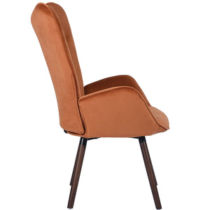 Poltrona Design Scandinavo schienale Alto Velluto Terracotta Velluto Sedia Lounge