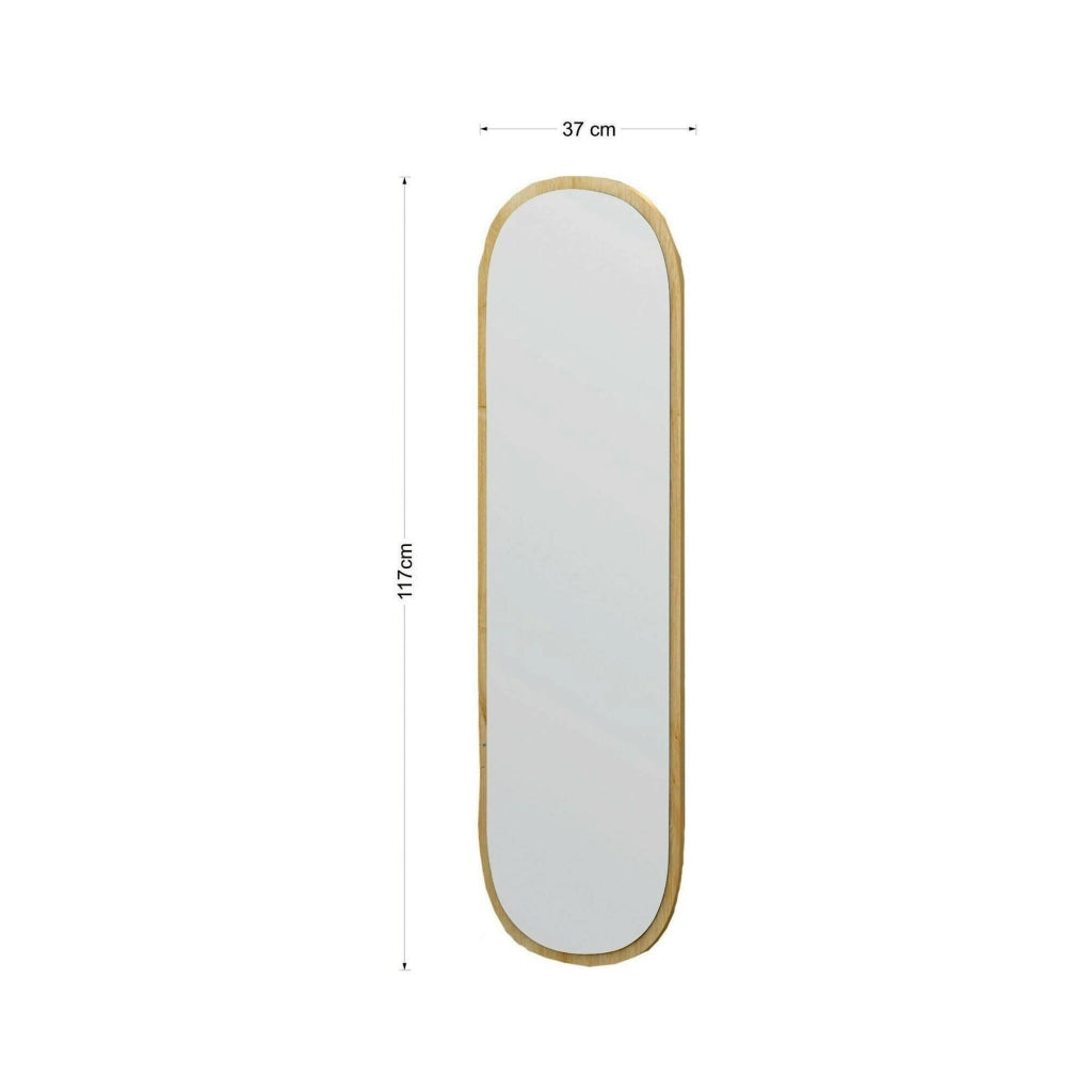 Specchio Korban, Specchiera, Articolo d'arredo a muro, Decorazione con specchio, 40x2h120 cm, Rovere