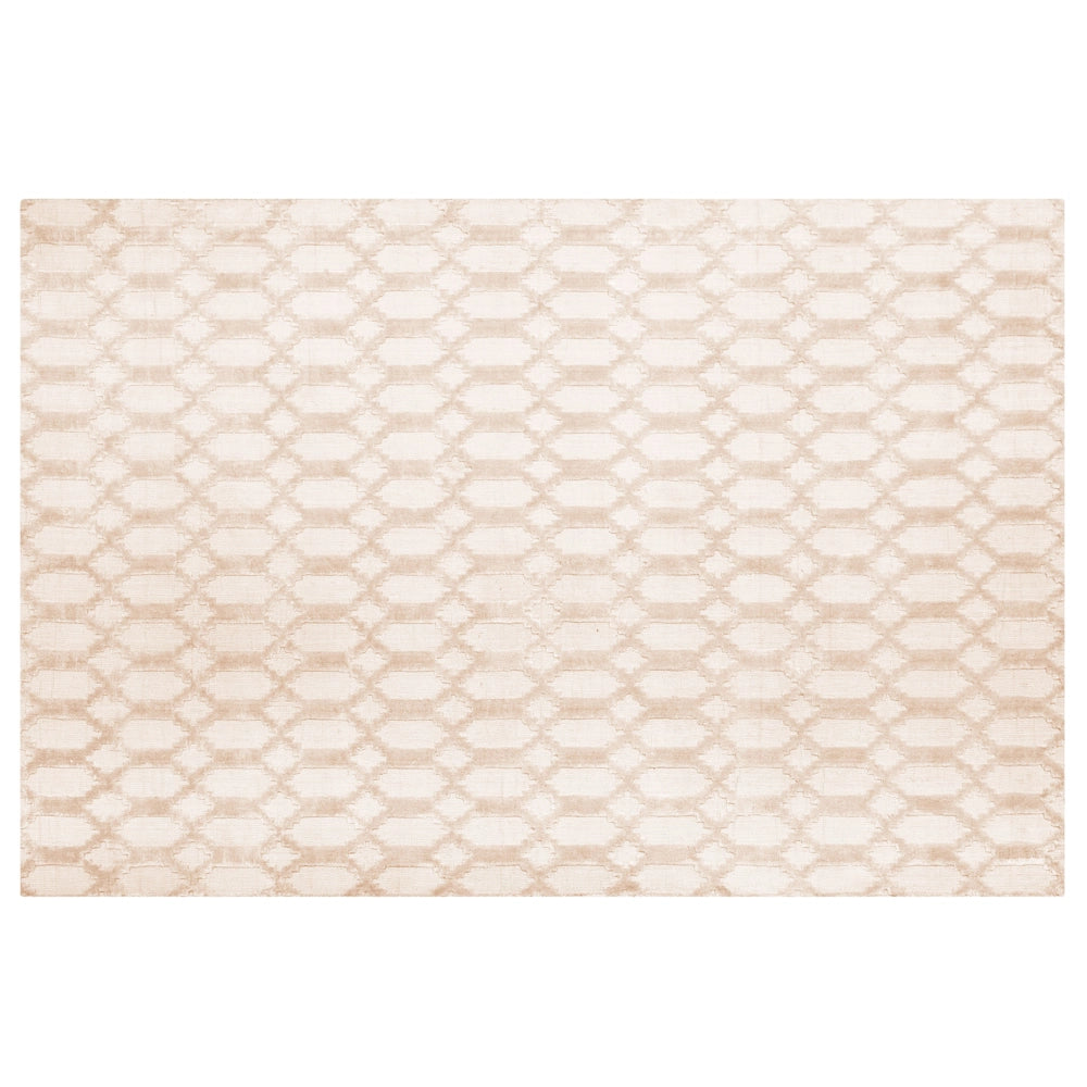 Tappeto Beige Viscosa 140 x 200 cm Motivo Geometrico Tessuto a Mano Flatweave