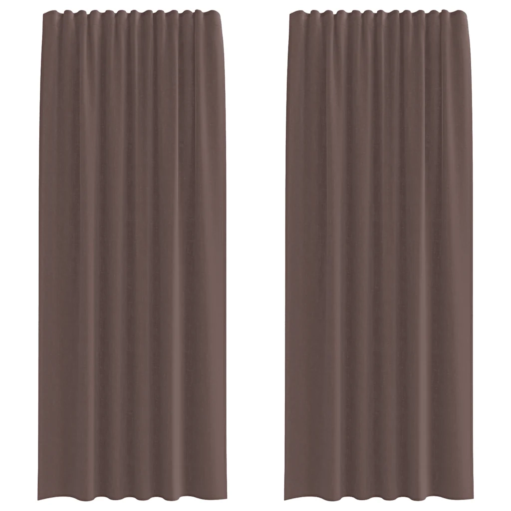 Tende in Voile con Tasche per Aste 2 pz Marrone
