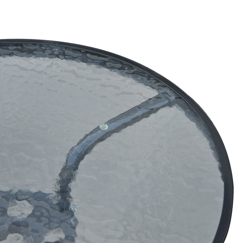 Tavolo Rotondo in Vetro Temperato, da Giardino, Φ60 x 70cm (Nero)
