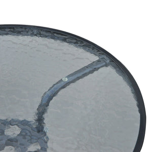 Tavolo Rotondo in Vetro Temperato, da Giardino, Φ60 x 70cm (Nero)