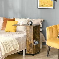 Tavolino da Salotto e Comodino Design a C, Mensola e Vano Laterale, 60x40x70cm