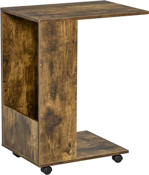 Tavolino da Salotto e Comodino Design a C, Mensola e Vano Laterale, 60x40x70cm