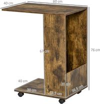 Tavolino da Salotto e Comodino Design a C, Mensola e Vano Laterale, 60x40x70cm