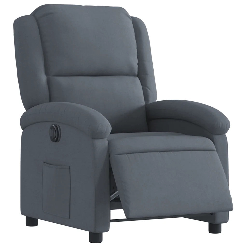 Poltrona | Sedia Relax Elettrica Reclinabile Grigio Scuro in Vera Pelle