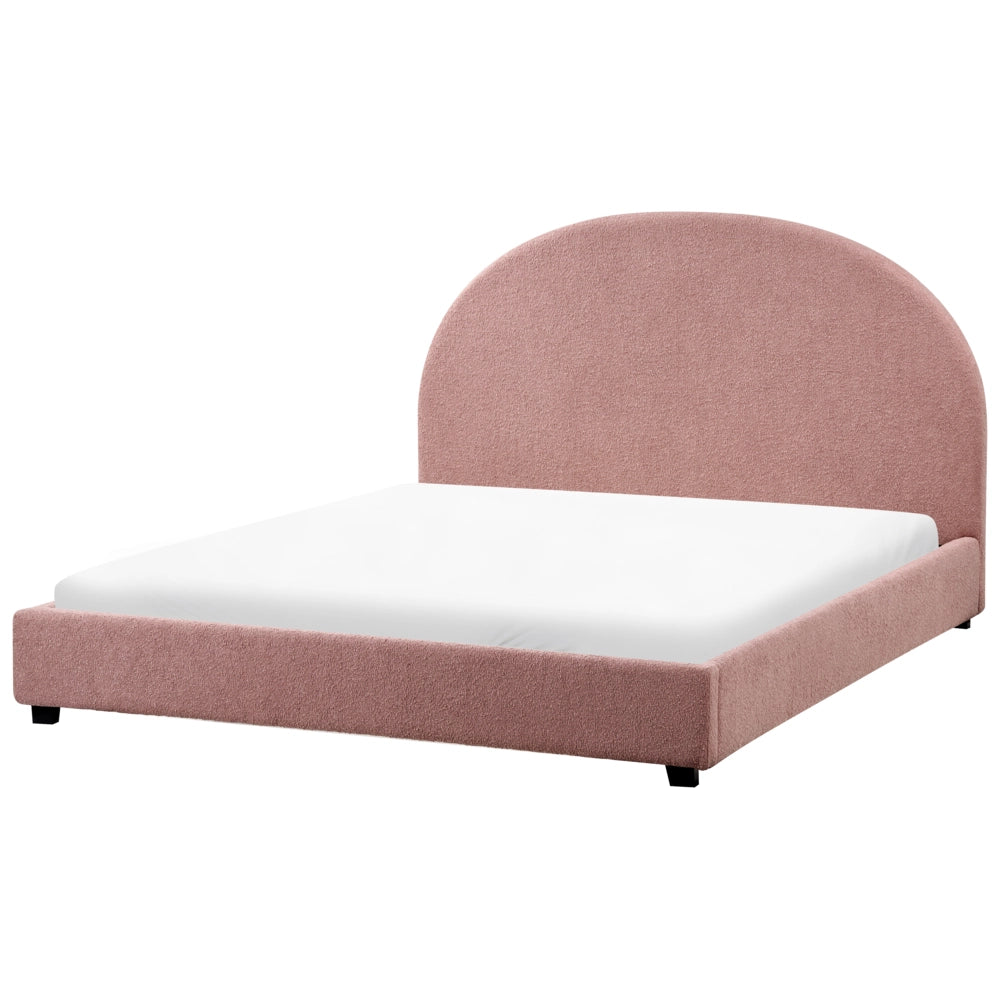 Letto Rosa Pastello Poliestere Boucle EU Matrimoniale 140 x 200 cm Design Minimalista Retrò