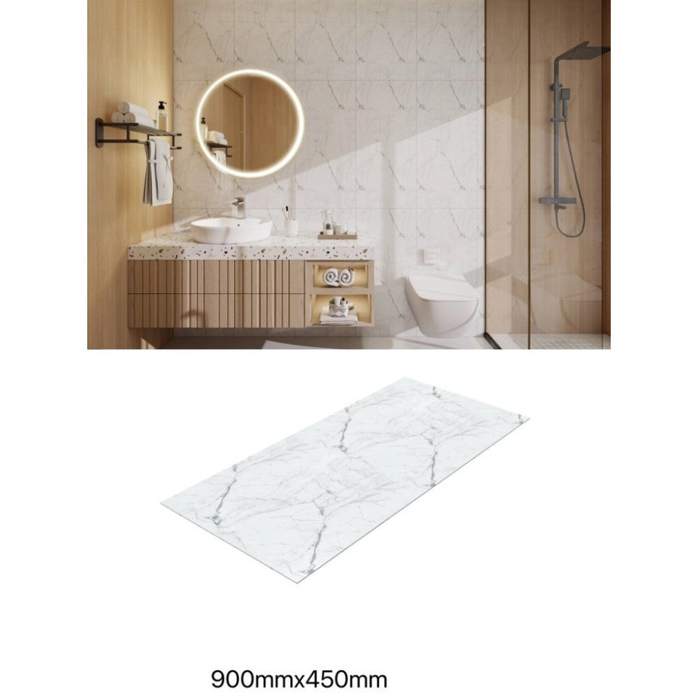 Trade Shop - Pannello Effetto Marmo Bianco 900x450 Mm Rivestimento Parete Bagno Moderno -