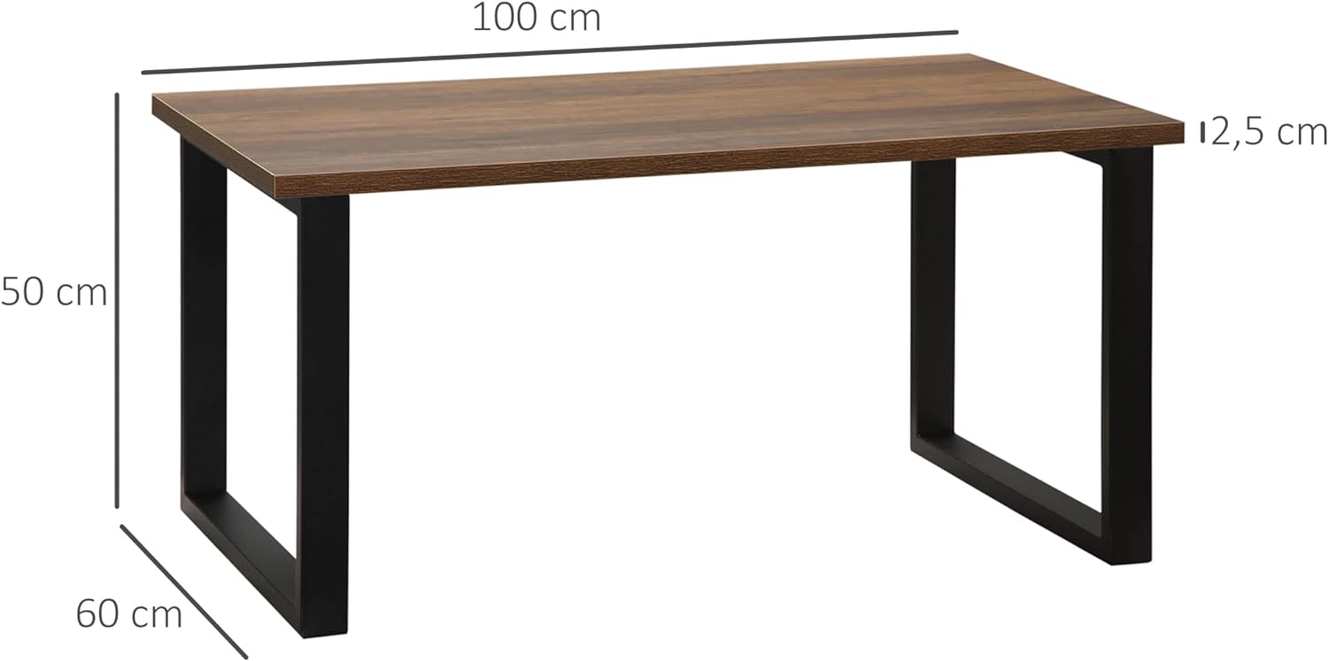 Tavolino da Caffè Stile Industriale in Legno e Acciaio, 100x60x50cm