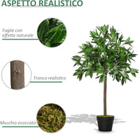 Set di 2 Alberi di Alloro in Vaso di Plastica Altezza 90cm per Interni ed Esterni Verde