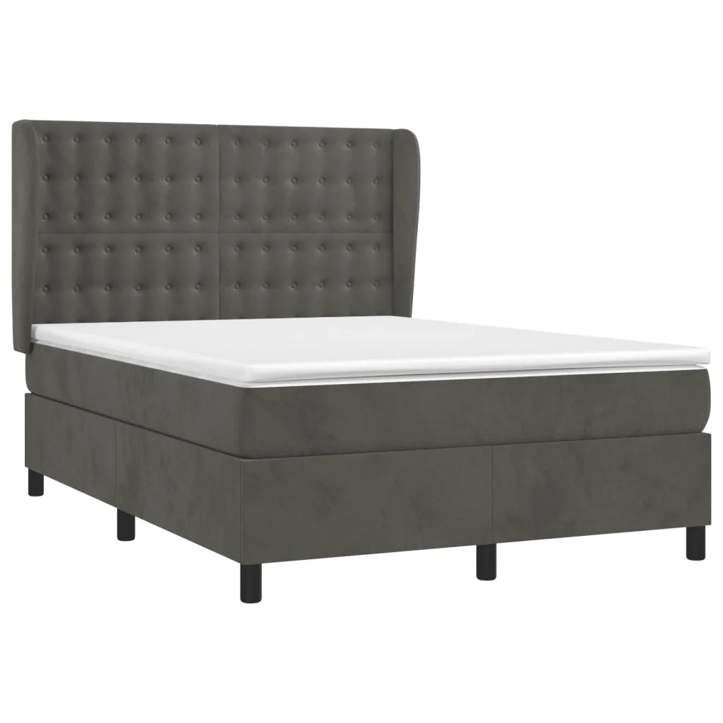 Giroletto a Molle con Materasso Grigio Scuro 140x190 cm Velluto 3129448