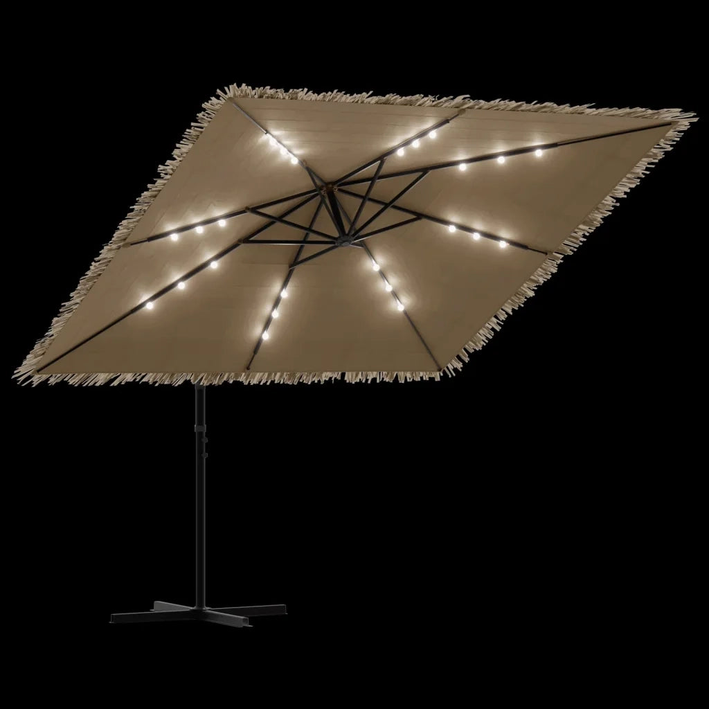 Ombrellone Giardino LED e Palo in Acciaio Marrone 246x246x230cm 4005086