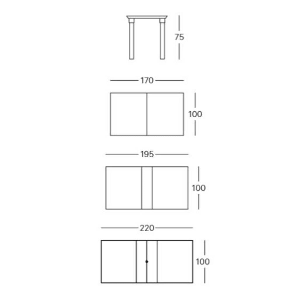 Tavolo allungabile da esterno lino 170x100x75H cm PER3 Scab