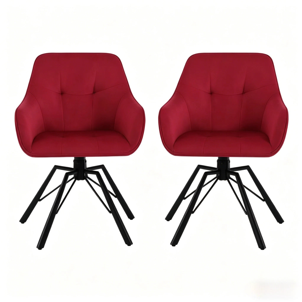 Sedia da pranzo girevole 57 x 82,5 x 54 cm velluto bordeaux, set da 2