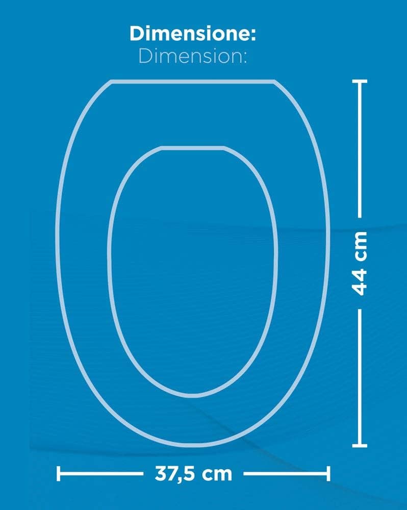 Copri Water Sedile WC Universale MDF Cerniere Metalliche Soft Close Rallentato